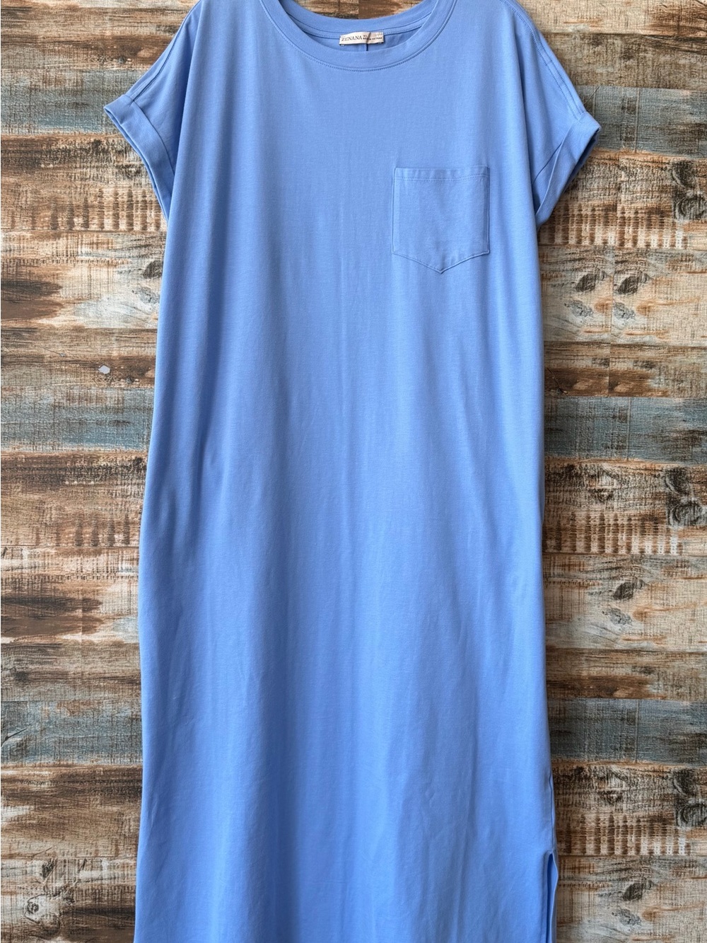 Zenana Soft Blue T-Shirt Dress with Pockets